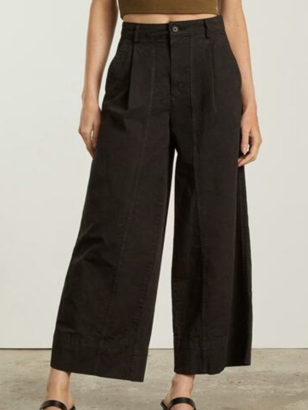 Everlane Wide Leg Cropped Pants in Black
